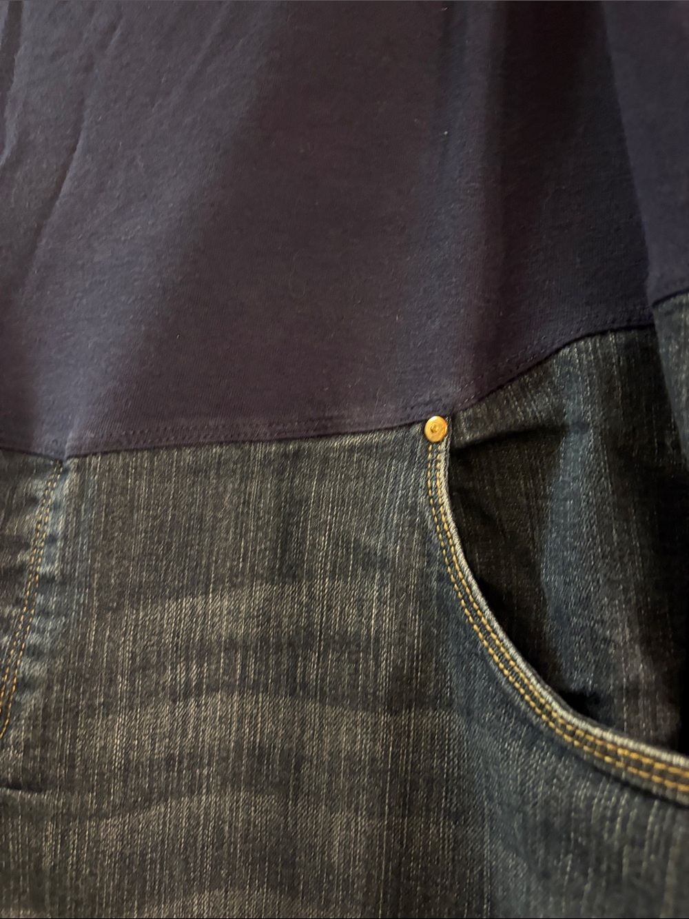 Navy Maternity Straight Leg Jeans with Overband - Picture 2 of 5
